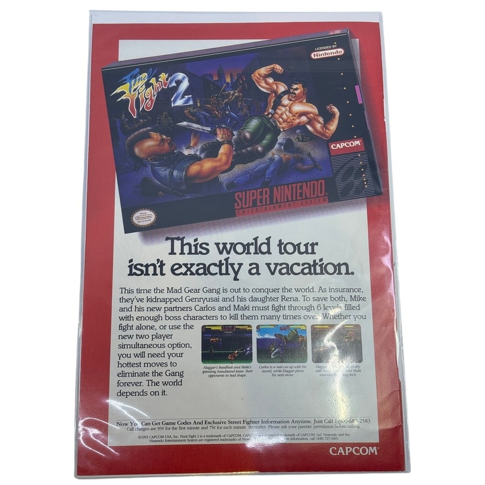 Final Fight 2 SNES 1993 Capcom Comic Book Print Ad Vintage Video‎ Game Promo